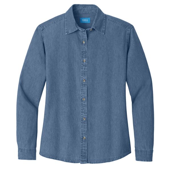 UMC Ladies Long Sleeve Value Denim Shirt Thumbnail